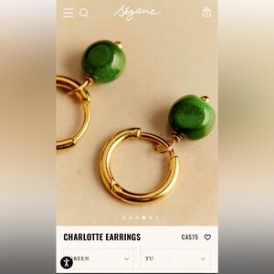 Sezane Gold Earrings with Green Accents